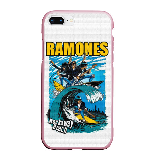 Чехол для iPhone 7Plus/8 Plus матовый Ramones rock away beach, цвет розовый