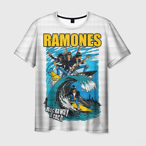 Мужская футболка с принтом Ramones rock away beach, вид спереди №1