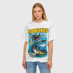 Женская футболка oversize 3D Ramones rock away beach - фото 2