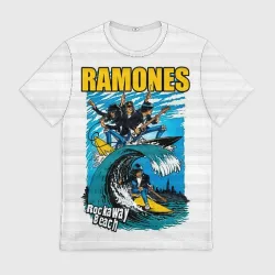 Мужская футболка 3D Ramones rock away beach