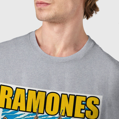 Мужская футболка хлопок Ramones rock away beach, цвет меланж - фото 6