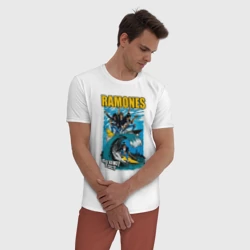 Мужская пижама с белой футболкой хлопок Ramones rock away beach - фото 2