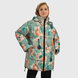 Женская зимняя куртка Oversize Музыкальная фантазия, бесшовный узор - фото 2