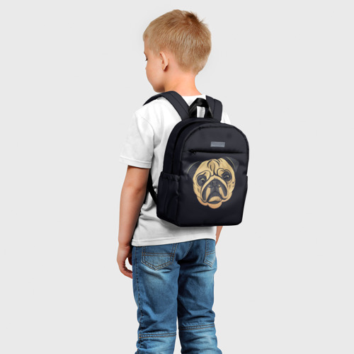 Детский рюкзак 3D с принтом Мопс со строгим взглядом, фото на моделе #1