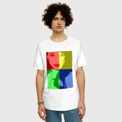 Мужская футболка хлопок Oversize Девушка в цветном окне - фото 2