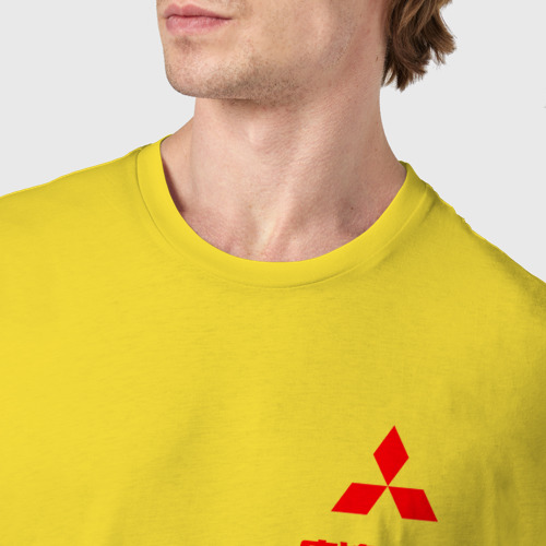 Мужская футболка хлопок Mitsubishi motors sign, цвет желтый - фото 6
