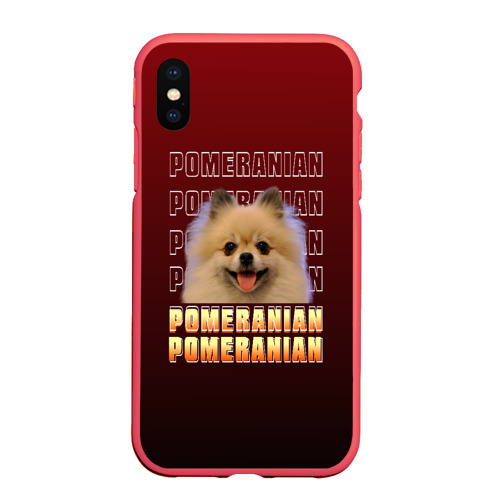 Чехол для iPhone XS Max матовый Pomeranian, цвет красный