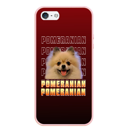 Чехол для iPhone 5/5S матовый Pomeranian, цвет светло-розовый