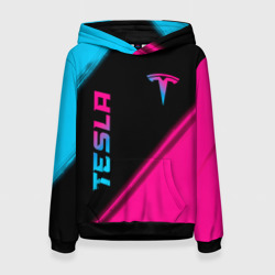 Женская толстовка 3D Tesla - neon gradient: надпись, символ