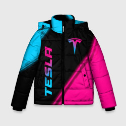 Зимняя куртка для мальчиков 3D Tesla - neon gradient: надпись, символ