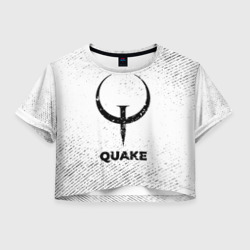 Женская футболка Crop-top 3D Quake с потертостями на светлом фоне