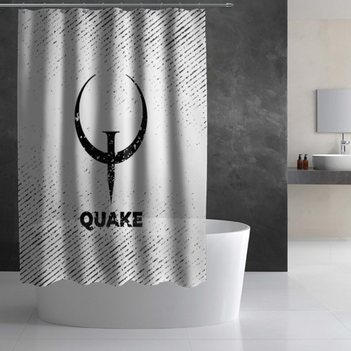 Штора 3D для ванной Quake с потертостями на светлом фоне - фото 3
