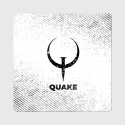 Магнит виниловый Квадрат Quake с потертостями на светлом фоне