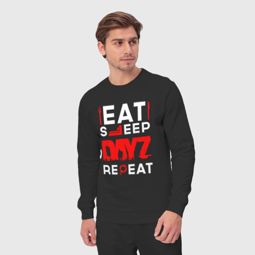 Мужской костюм хлопок Надпись eat sleep DayZ repeat, цвет черный - фото 5