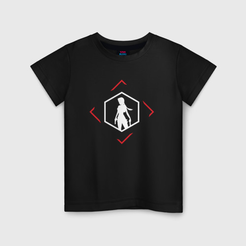 Детская футболка хлопок Символ Tomb Raider в красном ромбе, цвет черный