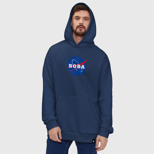Худи SuperOversize хлопок Вова НАСА, цвет темно-синий - фото 5