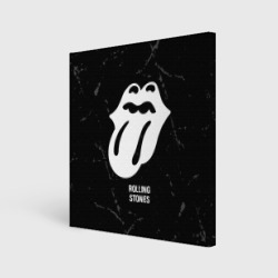 Холст квадратный Rolling Stones glitch на темном фоне