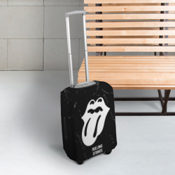 Чехол для чемодана 3D Rolling Stones glitch на темном фоне - фото 2