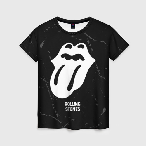 Женская футболка 3D Rolling Stones glitch на темном фоне, цвет 3D печать