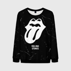 Мужской свитшот 3D Rolling Stones glitch на темном фоне