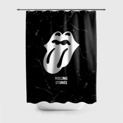 Штора 3D для ванной Rolling Stones glitch на темном фоне