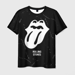 Мужская футболка 3D Rolling Stones glitch на темном фоне