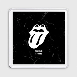 Магнит 55*55 Rolling Stones glitch на темном фоне