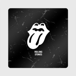 Магнит виниловый Квадрат Rolling Stones glitch на темном фоне