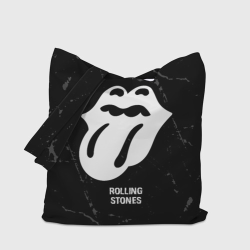 Шоппер 3D Rolling Stones glitch на темном фоне - фото 4