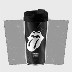 Термокружка-непроливайка Rolling Stones glitch на темном фоне - фото 2