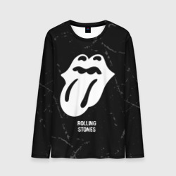 Мужской лонгслив 3D Rolling Stones glitch на темном фоне