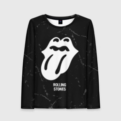 Женский лонгслив 3D Rolling Stones glitch на темном фоне