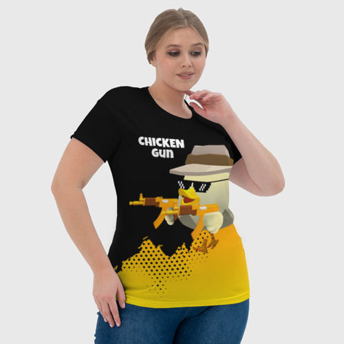 Женская футболка 3D с принтом Цыпленок с автоматом, фото #4