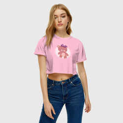 Женская футболка Crop-top 3D Милый игрушечный мишка - фото 2