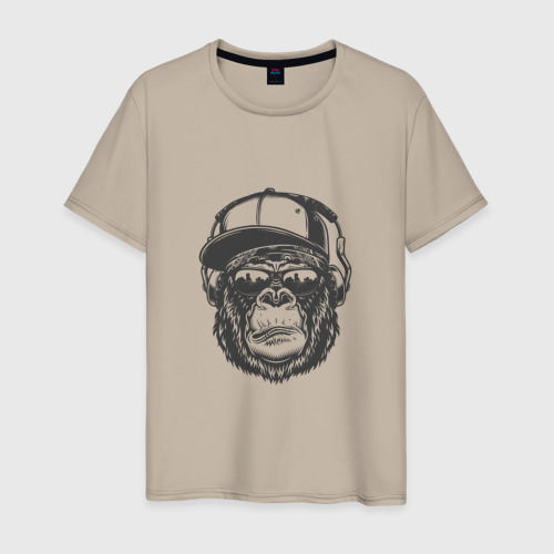 Мужская футболка хлопок с принтом Крутая обезьяна, вид спереди #2
