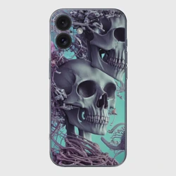 Чехол для iPhone 16 силиконовый с защитой камеры Кости и медузы