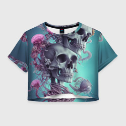 Женская футболка Crop-top 3D Кости и медузы