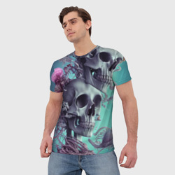 Мужская футболка 3D Кости и медузы - фото 2