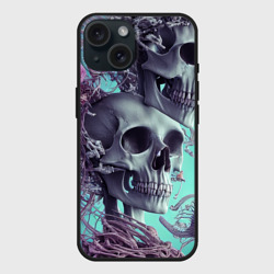 Чехол силиконовый для Apple iPhone 15 матовый Кости и медузы