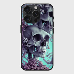 Чехол силиконовый для Apple iPhone 15 Pro матовый Кости и медузы