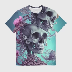 Мужская футболка 3D Кости и медузы