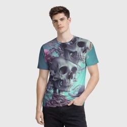 Мужская футболка 3D Кости и медузы - фото 2