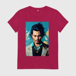 Женская футболка хлопок Джонни Депп - суровый взгляд