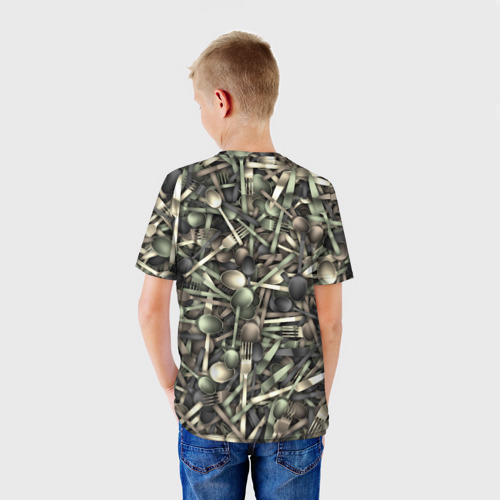 Детская футболка 3D с принтом Голодный камуфляж, вид сзади #2