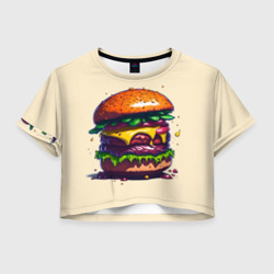 Женская футболка Crop-top 3D Сочный гамбургер