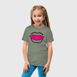 Детская футболка хлопок Губы абстракция, силуэт рта - фото 2