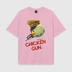 Женская футболка Oversize хлопок texturе Chicken Gun logo
