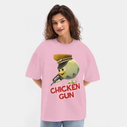 Женская футболка Oversize хлопок texturе Chicken Gun logo - фото 2