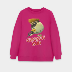 Женский свитшот oversize без начеса хлопок Chicken Gun logo