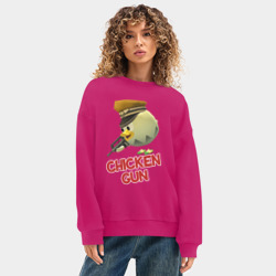 Женский свитшот oversize без начеса хлопок Chicken Gun logo - фото 2